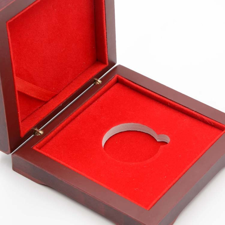 Custom Piano lacquer wooden Coin box with red insert